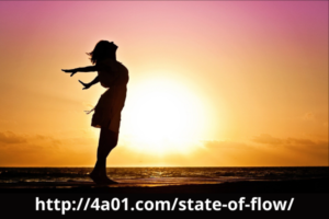 Picture of a silhouette of a women on the beach at sunrise. Achieving the state of flow is exhilaration. all about fitness and sports