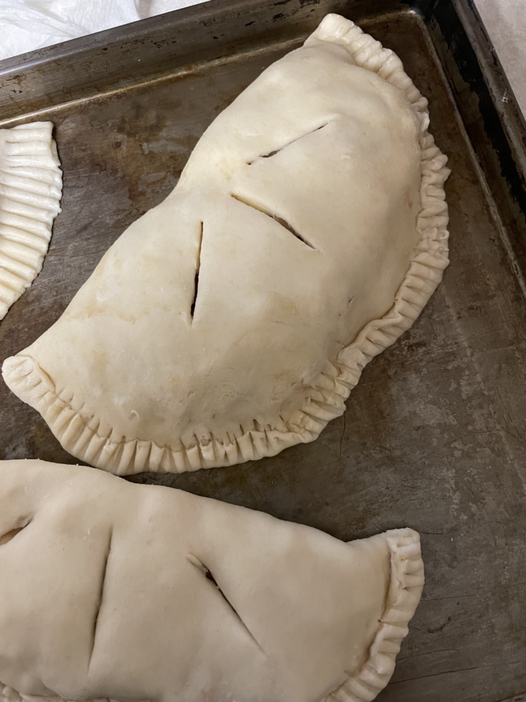 Pasty ready to place into the oven